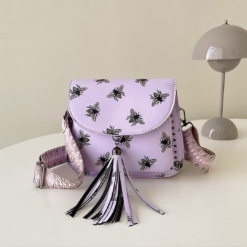 Lilac Bees Tassel Stud Detail Wide Strap