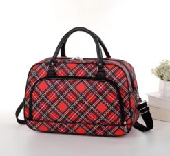 Red Tartan All over print Overnight bag/Weekend/Holdall Bag