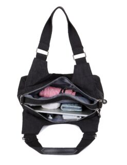 Alternative view of Black & White Skulls Cross Body Tote Shoulder Bag Multiple Zip Compartments