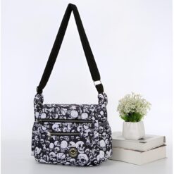 Black & White Skull All over Print Large Satchel Cross Body