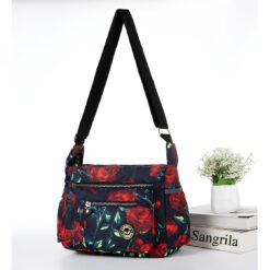 Roses on Black Large Satchel Cross Body