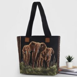 Trio Of Elephants Tapestry Tote Style Bag