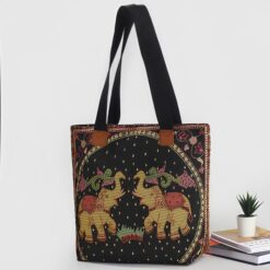 Duo Elephants Tapestry Tote Style Bag