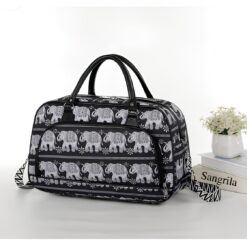 Black & White Elephants All over print Overnight bag/Weekend/Holdall Bag