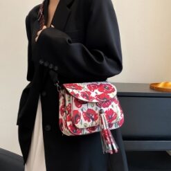 Alternative view of HD Poppies Tassel Stud Detail Wide Strap