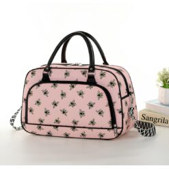 Plain Pink Bees All over print Overnight bag/Weekend/Holdall Bag