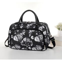 Black & White Floral All over print Overnight bag/Weekend/Holdall Bag