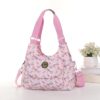 Pink Dragonflies Cross Body Tote Shoulder Bag Multiple Zip Compartments