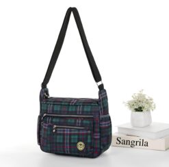 Blue Tartan All over Print Large Satchel Cross Body