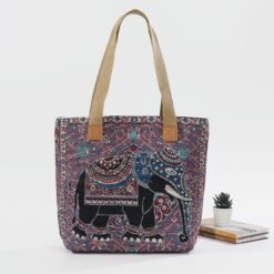 Indian Elephant Tapestry Tote Style Bag