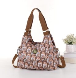 Cats Cross Body Tote Shoulder Bag Multiple Zip Compartments