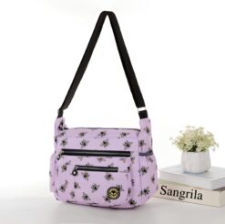 Lilac Bees All over Print Large Satchel Cross Body