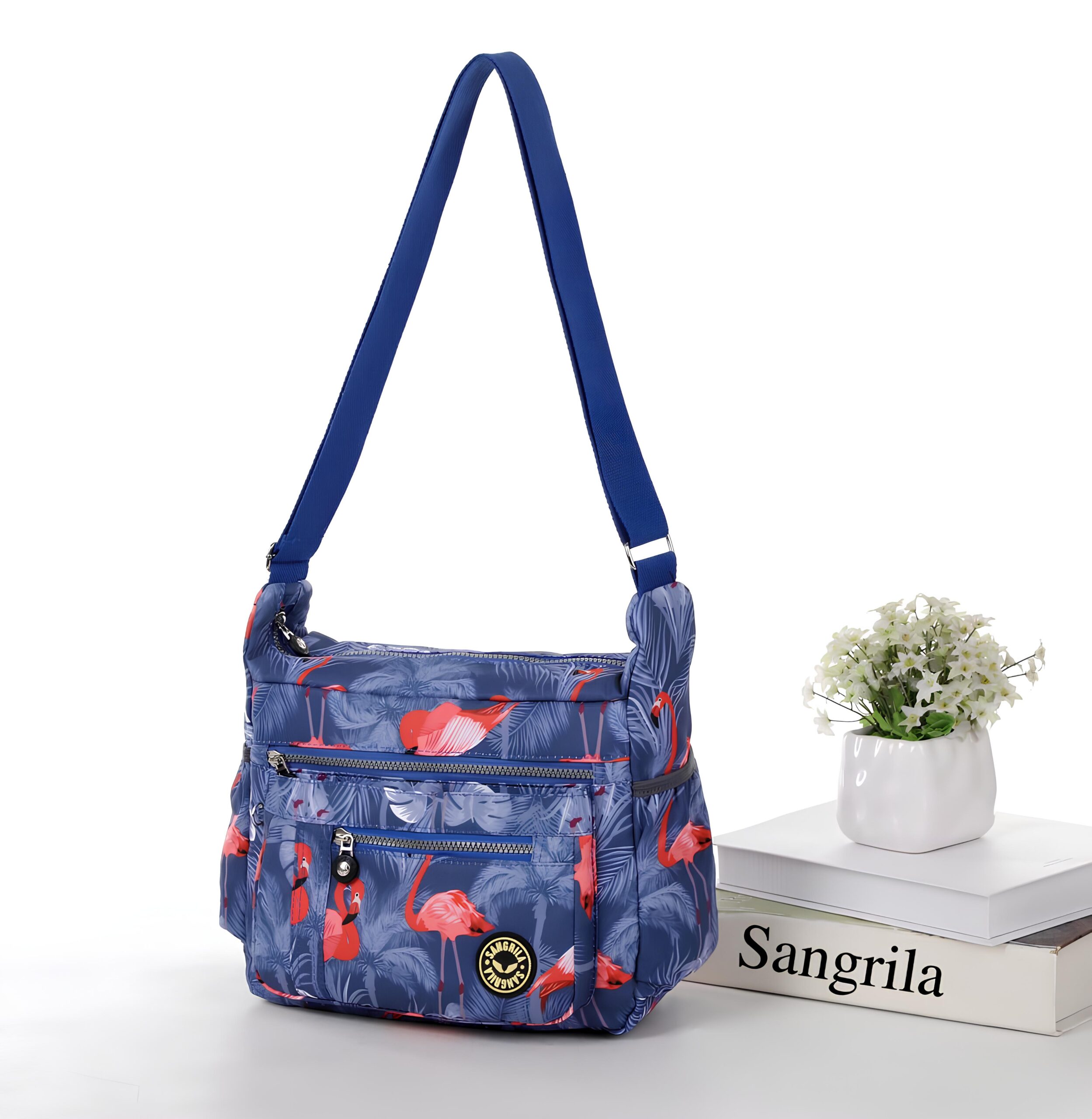 Flamingos All over Print Large Satchel Cross Body