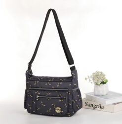 Dark Grey Bees All over Print Large Satchel Cross Body