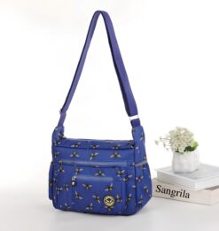 Blue Bees All over Print Large Satchel Cross Body