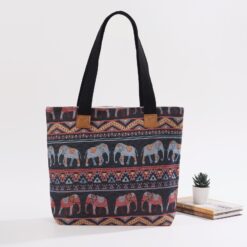 Dark Elephants Tapestry Tote Style Bag