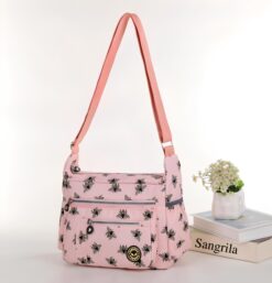 Plain Pink Bees All over Print Large Satchel Cross Body