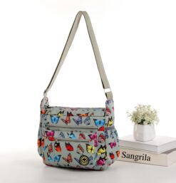 Sage Butterflies All over Print Large Satchel Cross Body