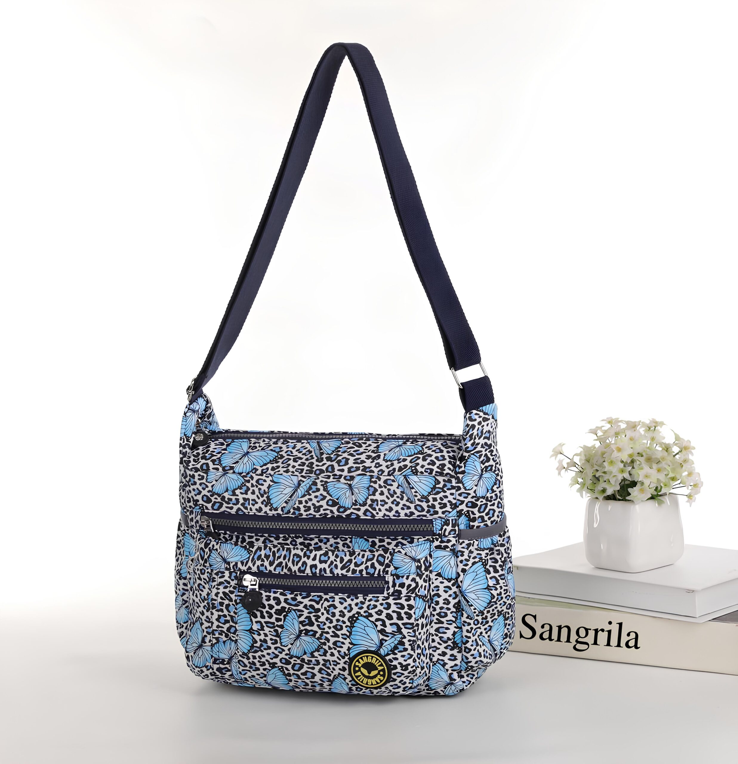 Butterfly blue- Leopard All over Print Large Satchel Cross Body