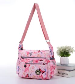 Butterfly Flowers All over Print Large Satchel Cross Body